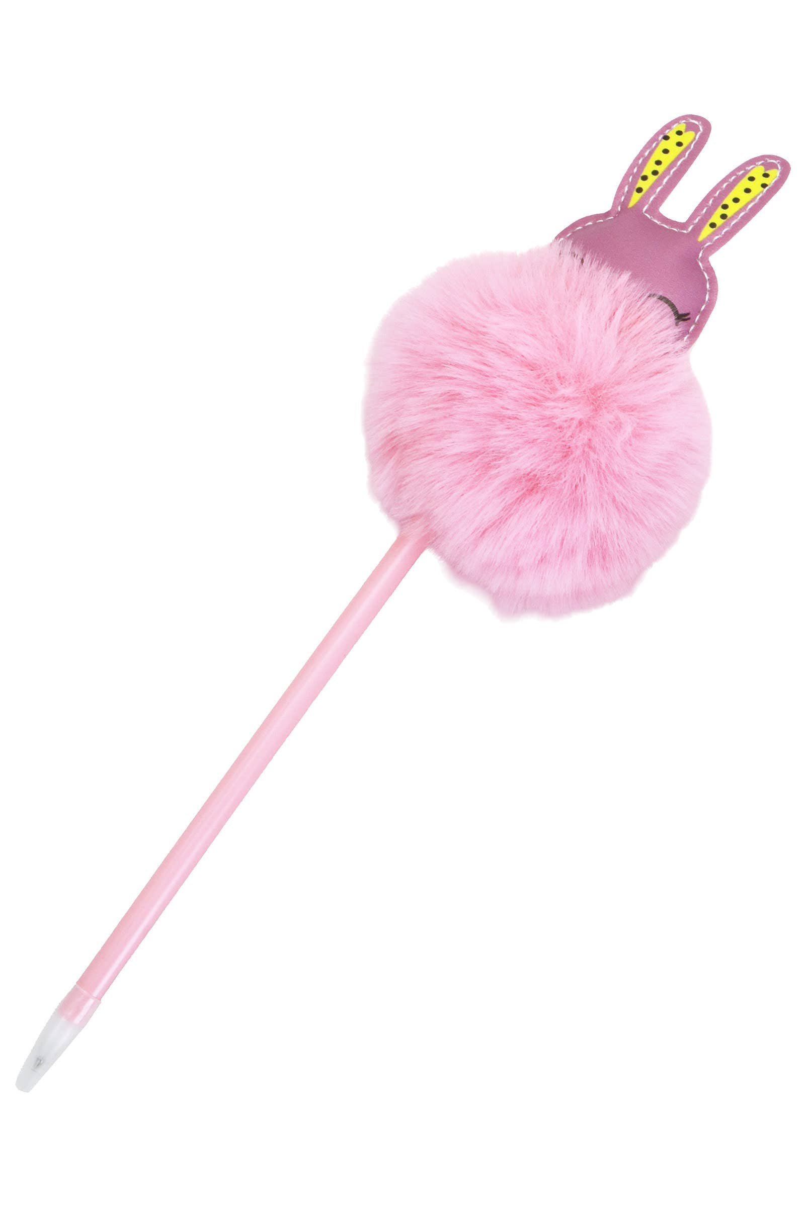 Smiling Bunny Rabbit Fuzzy Pom Pom Pen