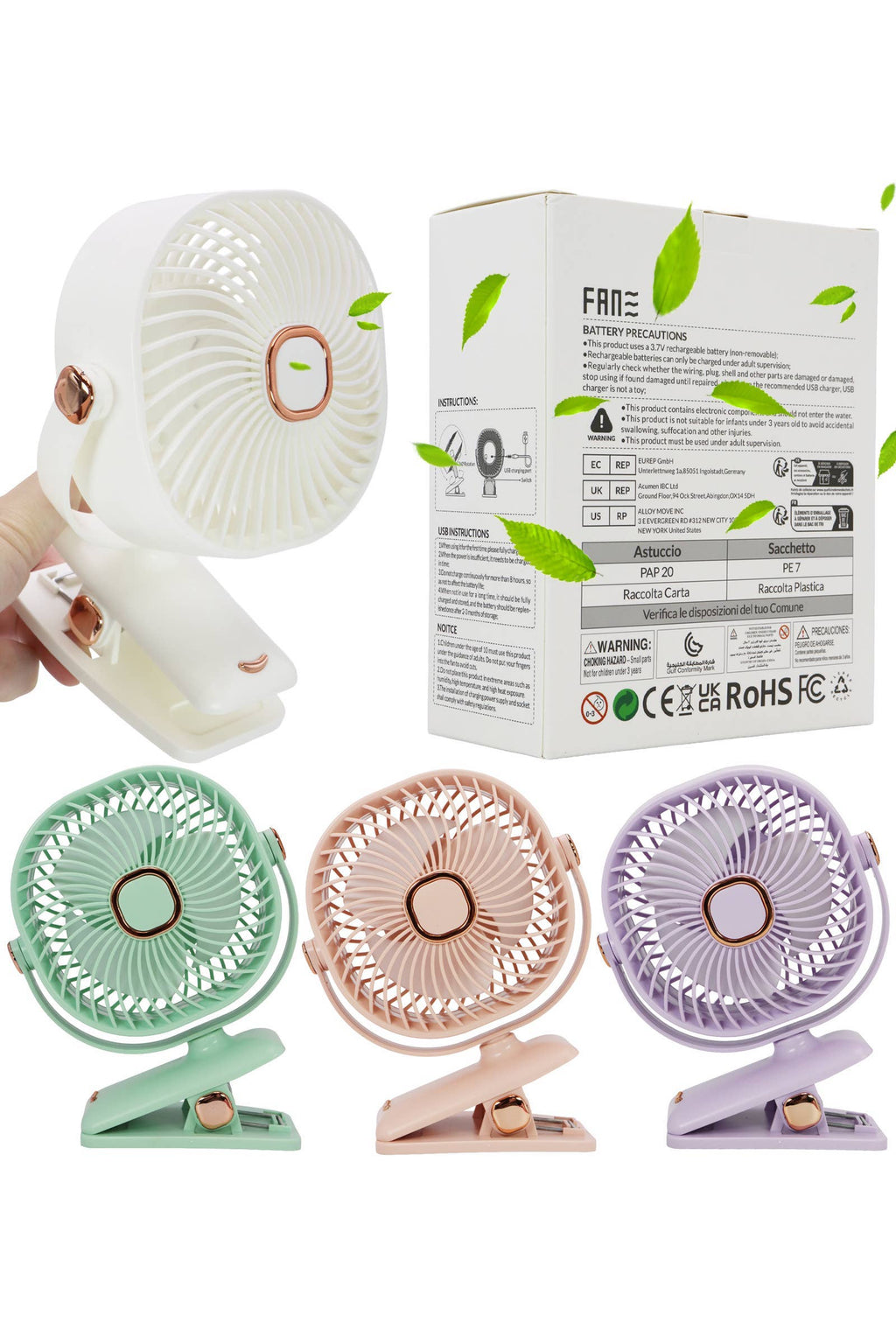 Retro Square Matte Clip-on Tabletop Desk Fan