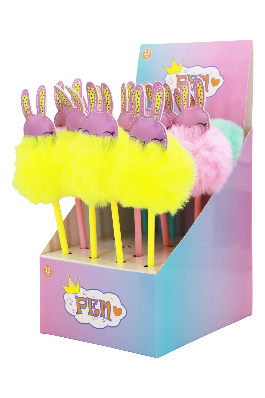 Smiling Bunny Rabbit Fuzzy Pom Pom Pen