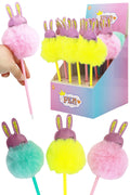Smiling Bunny Rabbit Fuzzy Pom Pom Pen