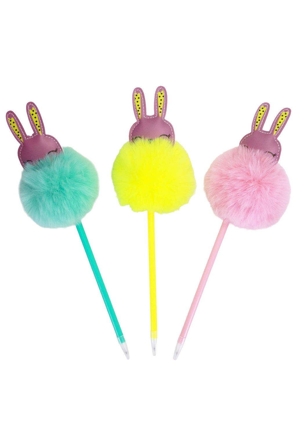 Smiling Bunny Rabbit Fuzzy Pom Pom Pen
