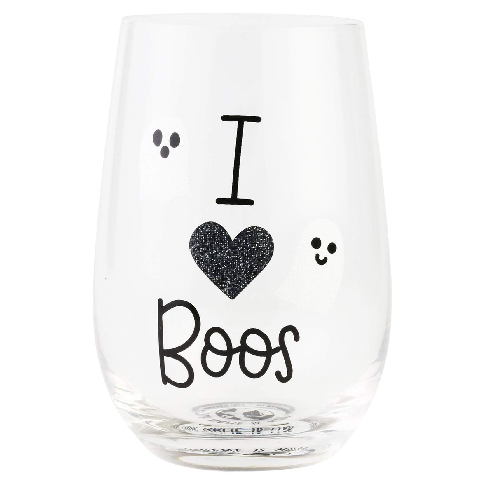 “I Love Boos” stemless wine glass