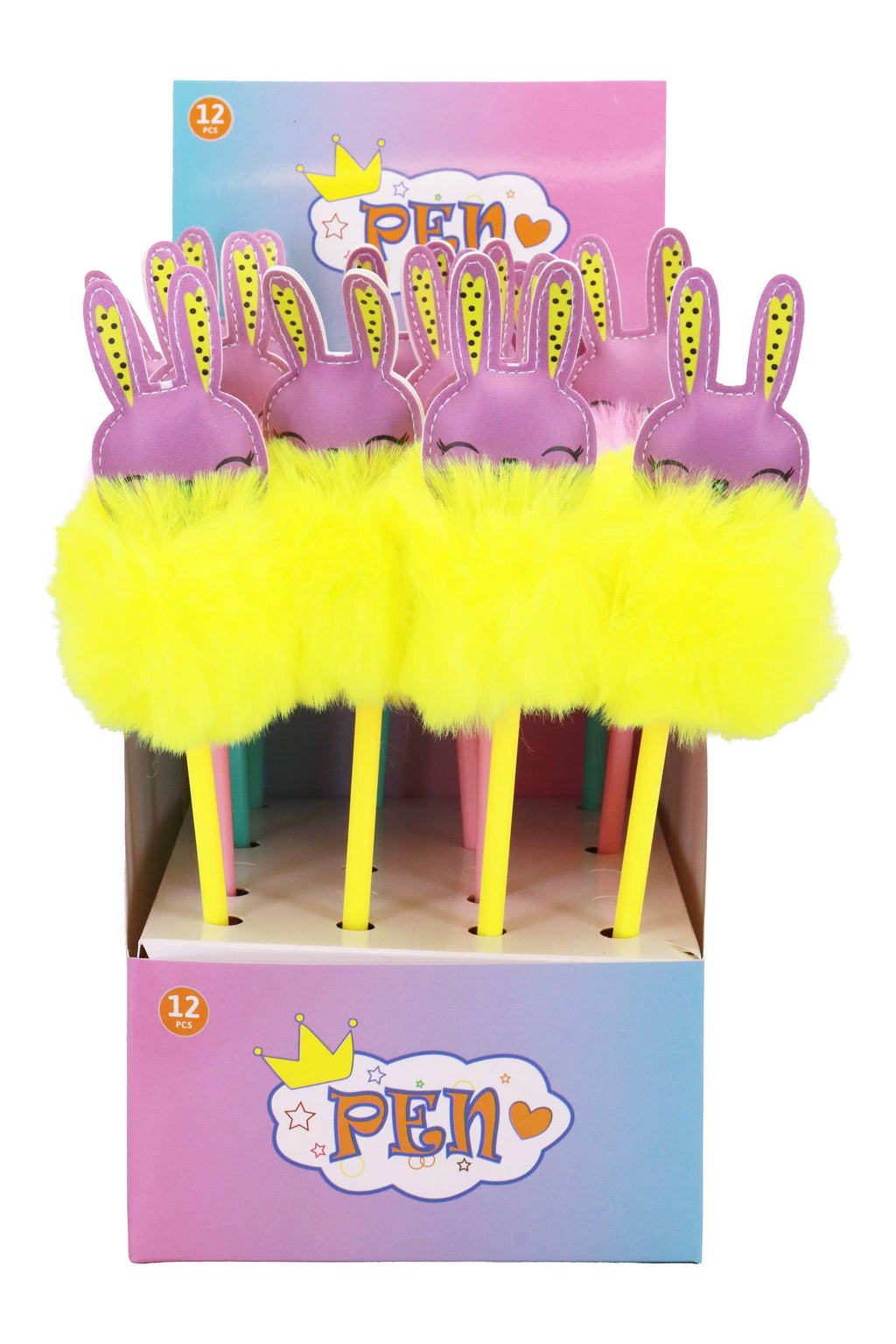 Smiling Bunny Rabbit Fuzzy Pom Pom Pen