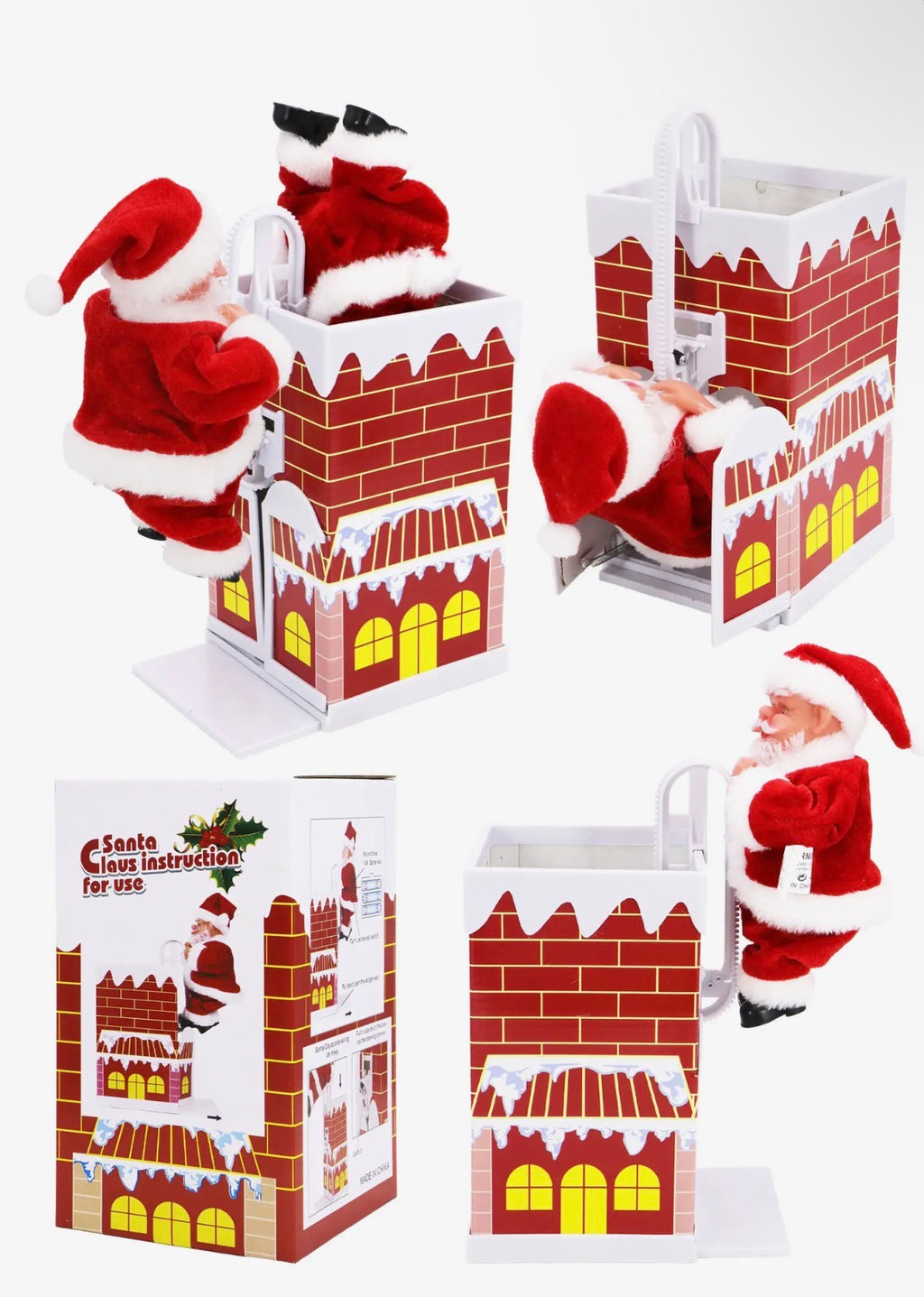 Chimney climbing Santa music playing table top