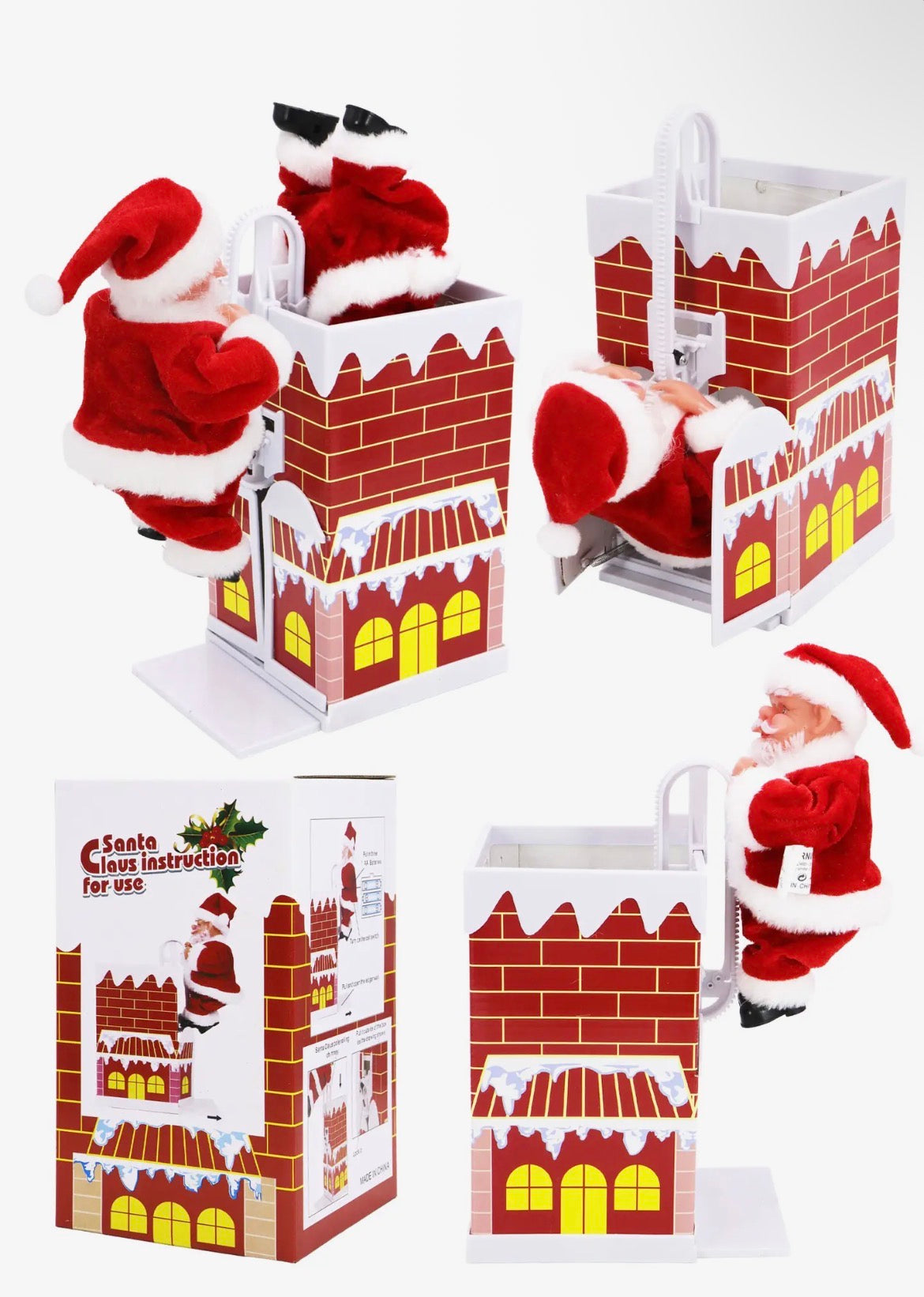 Chimney climbing Santa music playing table top